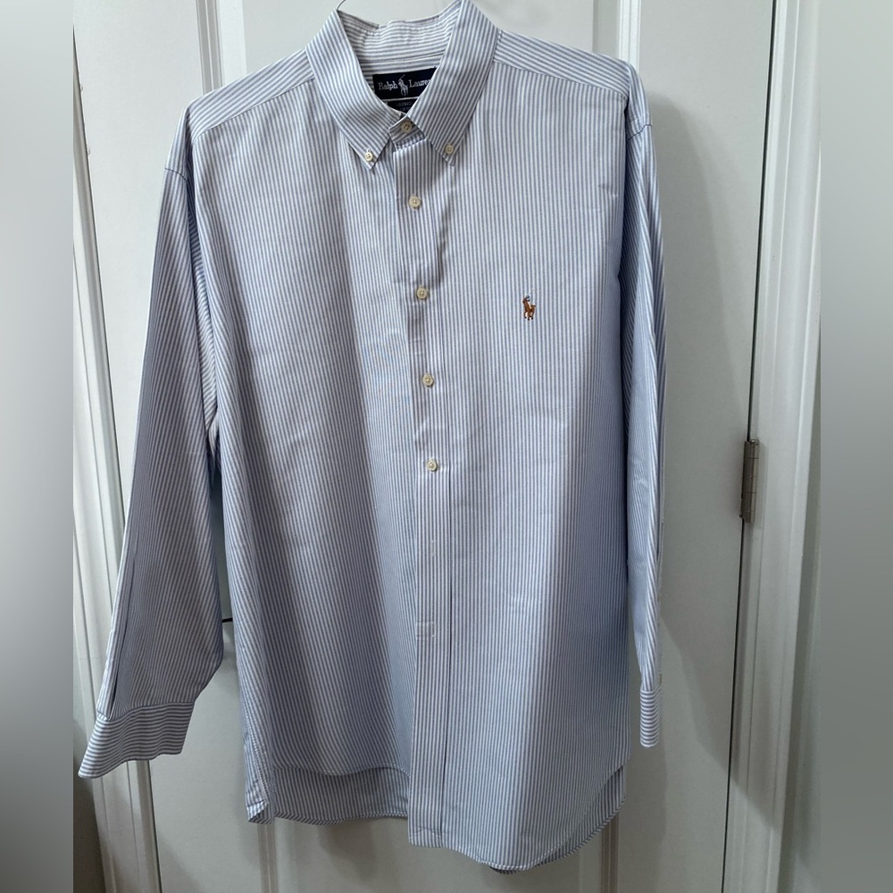 Men’s long sleeve striped RL dress shirt